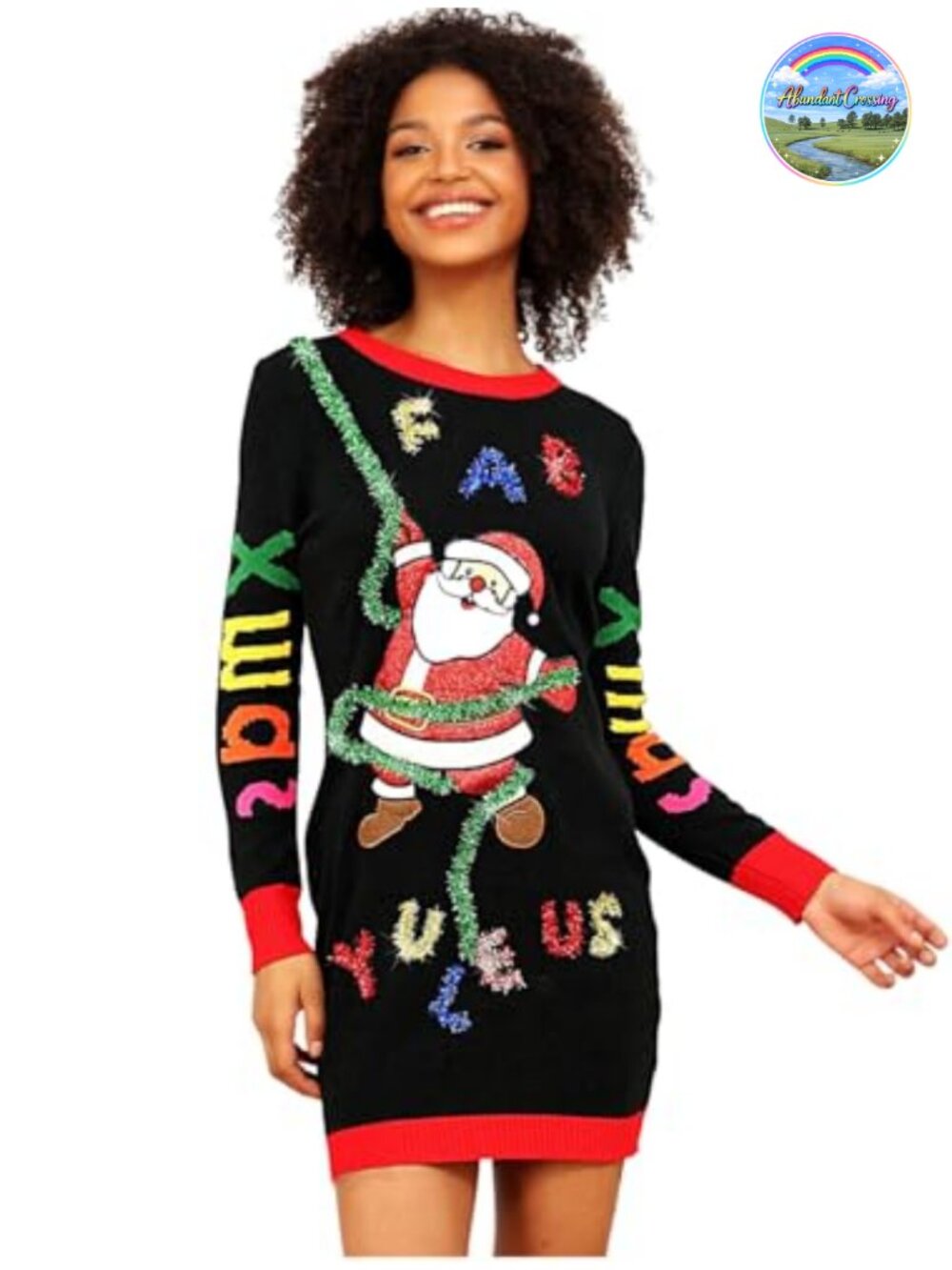 Ugly Christmas Sweater Dress Women Reindeer Knit Pullover Soft Acrylic